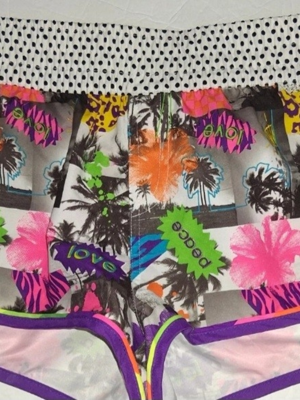 OP Multicolor Graphic Beach Shorts with Neon Accents
